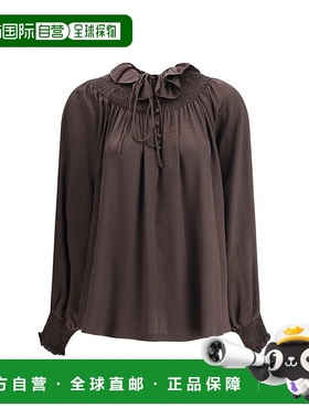 自营Burberry Geometric Silk Women's Blouse - brown 美国奥莱