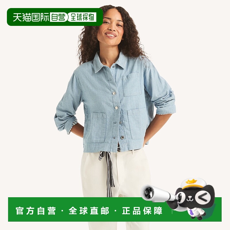 自营Nautica Womens Denim Barn Jacket - ocean navy 美国奥莱直