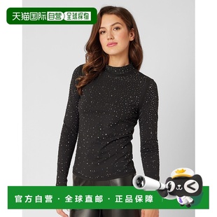 自营 adrienne landau镶钉立领上衣-深黑色 美国奥莱直发