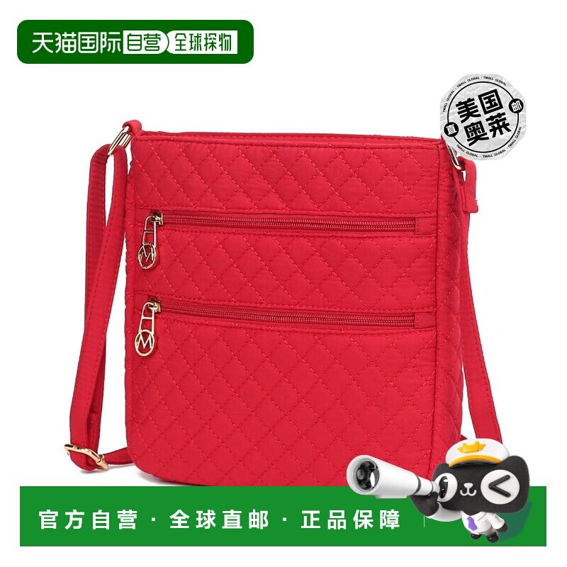 mia k collectionLainey 纯色绗缝棉质女式斜挎包 by Mia K - 红