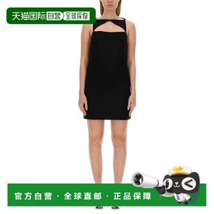 黑色 镂空 美国奥莱直发 versace羊毛混纺直筒迷你连衣裙 自营