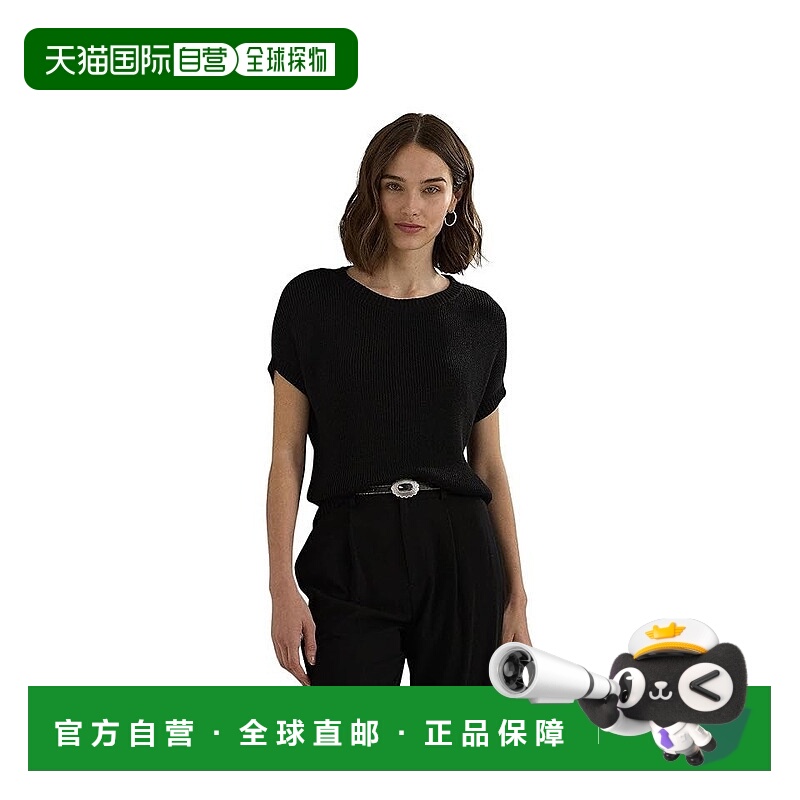 自营Lauren Ralph Lauren Sweater Women's Black Cotton Rib-Kni