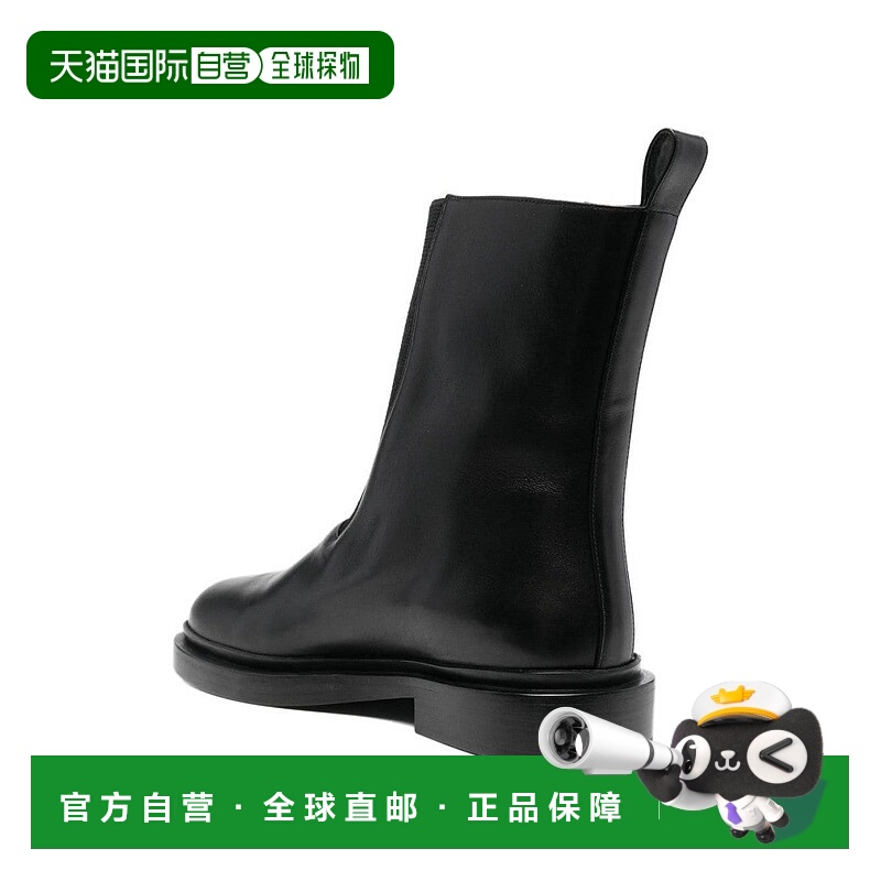 自营jil sanderRefined Black Leather Ankle Boots With Minimal