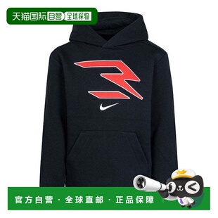 自营Kids Nike 3BRAND Icons Fleece Hoodie Black Red Logo Long