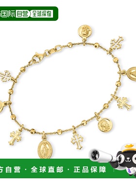 自营ross-simonsRoss Simons意大利18K金镀银宗教魅力手镯-7英寸