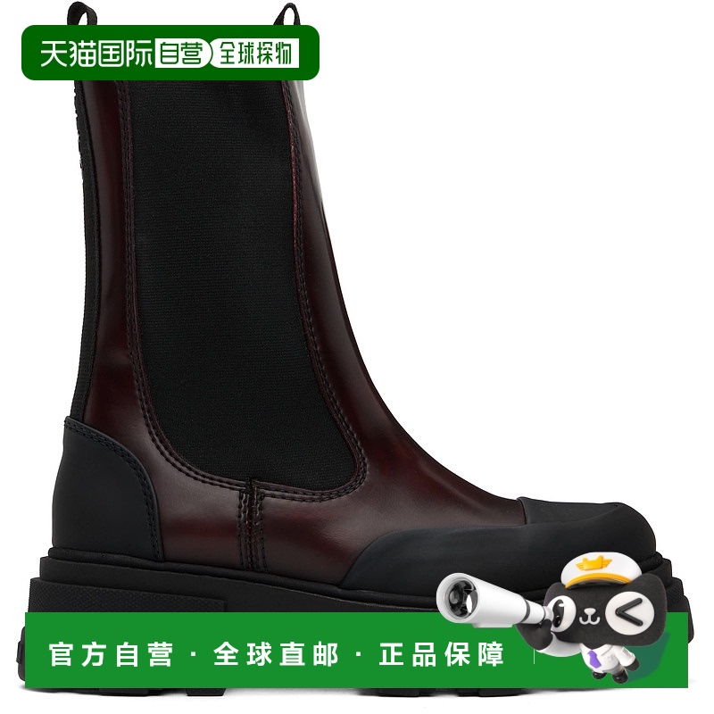 1小时内可退 香港直邮潮奢 GANNI 甘尼 女士 酒红色 & 黑色 Cleat