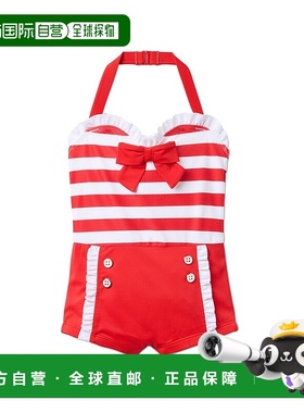 自营janie and jack珍妮和杰克回收条纹泳衣-红色 美国奥莱直发