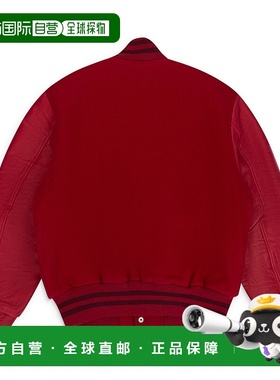 自营 purple brand经典羊毛皮革红色飞行员夹克 - 红色 美国奥莱