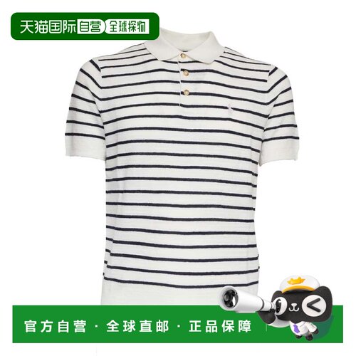 自营polo ralph lauren条纹三扣常规polo衫-白色 美国奥莱直发