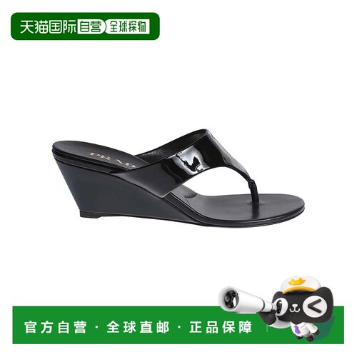 自营pradaPatent Flip Flops - black 美国奥莱直发凉鞋