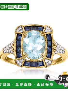自营 ross-simons罗斯-西蒙斯海蓝宝石和 .蓝宝石戒指。 14kt 黄