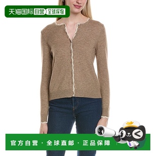 米色 自營(yíng)sofiacashmere尖頭Scalloped羊毛和羊絨混紡開(kāi)衫 美國(guó)奧