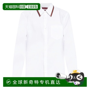 香港直邮潮奢 古驰 1h可退 Gucci 814 男士 饰织带牛津布棉质衬衫