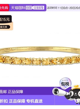 自营 mimi & max6 3/4 CT TGW 椭圆形切割黄水晶手镯镀黄纯银 -
