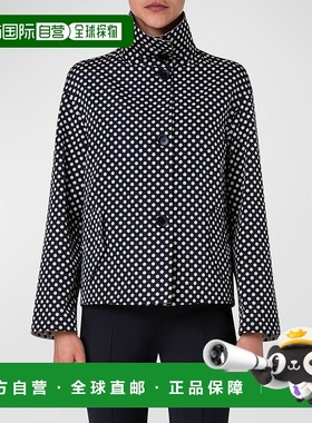 美国直邮akris 女士夹克外套女装长袖立领印花