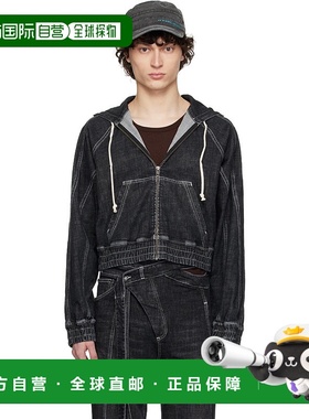 1h可退 香港直邮潮奢 Ottolinger 男士 黑色 Multiline 牛仔夹克