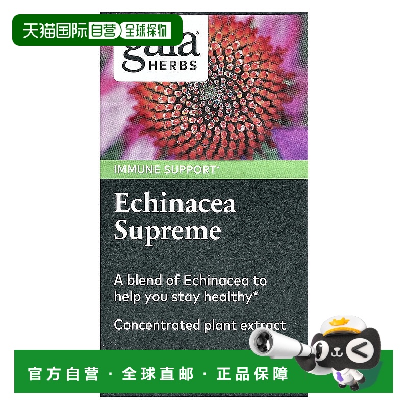 香港直发Gaia Herbs紫雏菊补充剂微甜补充营养物质60粒功能胶囊