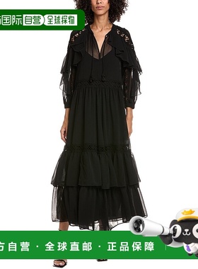 自营ba&sh巴什梅洛 米迪连衣裙-黑色 美国奥莱直发