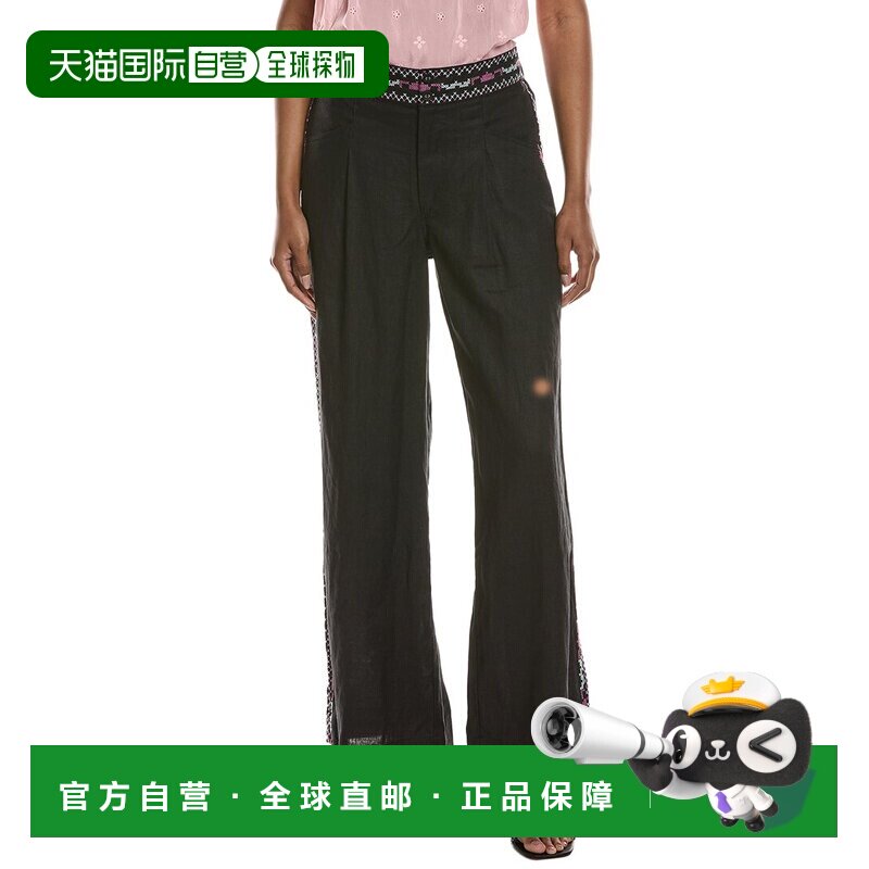 自营Johnny Was Gloria Linen Pant - black 美国奥莱直发女装