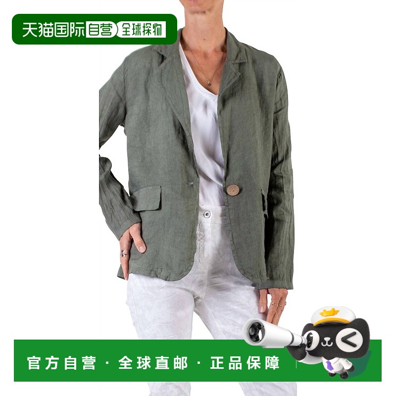 自营gigi modaSabrina Linen Long Sleeve Blazer In Olive - oli