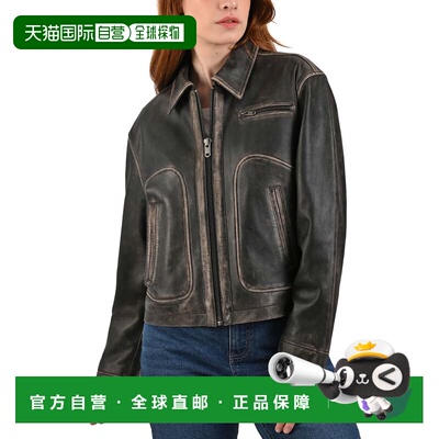 自营FRYE Women´s Vintage Blouson Lamb Leather Jacket - black