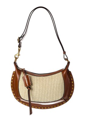 自营Isabel Marant Oskan Moon Raffia & Leather Hobo Bag - bro