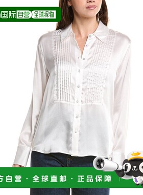 自营l'agenceL’AGENCE Divya Pintuck Tux Silk Shirt - white