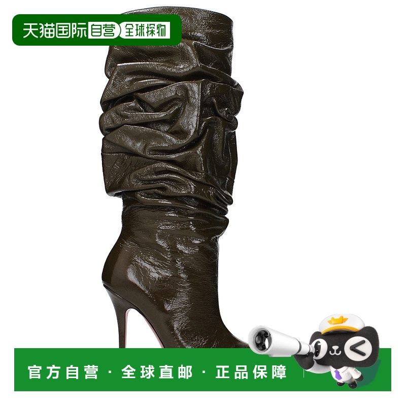 自营 Amina Muaddi Leather Women's Boot - green 美国奥莱直发