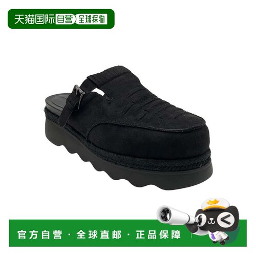自营Aerosoles怀俄明女式拖鞋黑色绒面厚底舒适骡子JOBB636-黑色