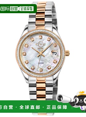 自营GV2 女士都灵钻石，白色 MOP 表盘，IPRG 不锈钢手表 - 多 美