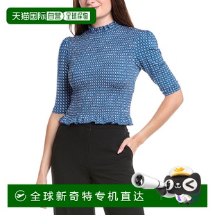 自营 美国奥莱直发 Sandro烟熏露脐上衣 蓝色