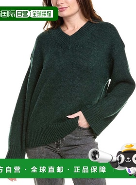 自营rag & bone Danica V 领羊毛羊绒混纺毛衣 - 绿色 美国奥莱直