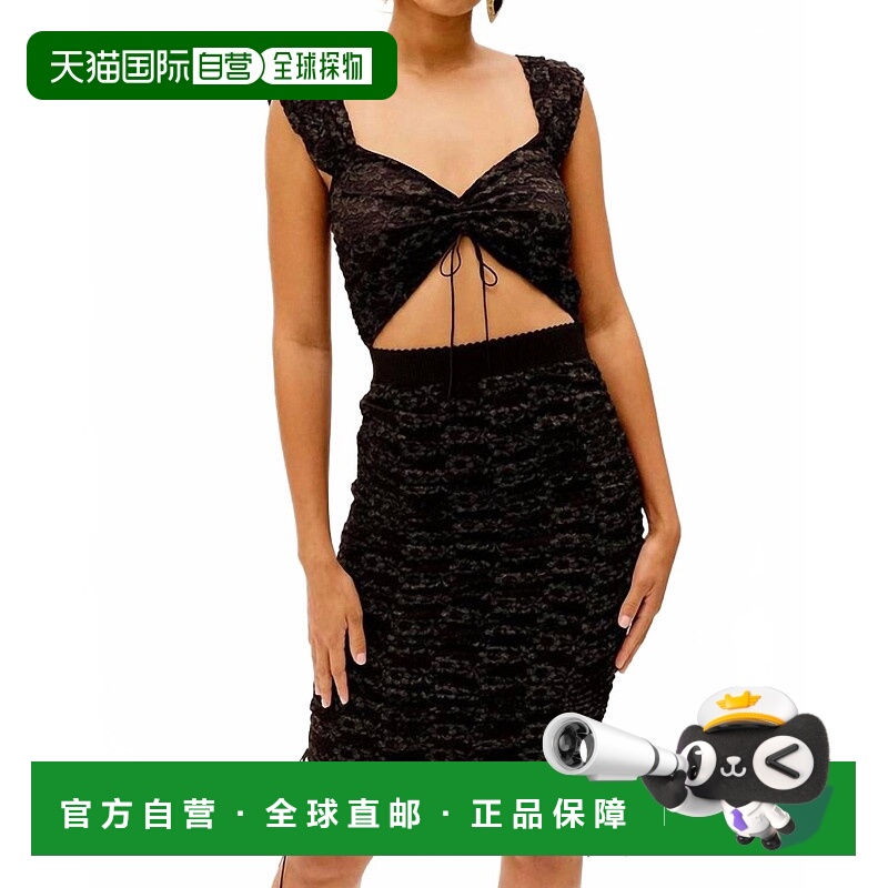 自营for love & lemons乔安娜迷你裙金色/黑色-金色/黑色 美国奥