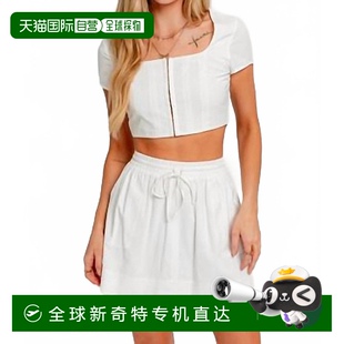 自营 美国奥莱直发 lis白色方领上衣和裙子套装