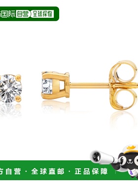 自营 max + stone认证 14k 黄金实验室培育钻石单石耳钉（1/4 克