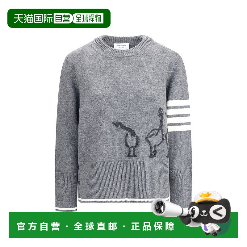 自营thom browneThom e Wool Geese女式毛衣-灰色美国奥莱直发