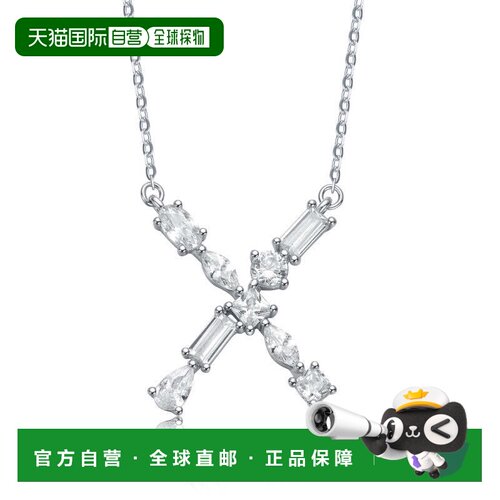 自营geneviveSterling Silver White Gold Plated with Clear Cub