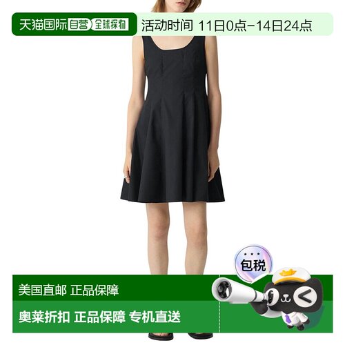 自营Theory Sleeveless Seam Flare Dress - black 美国奥莱直发