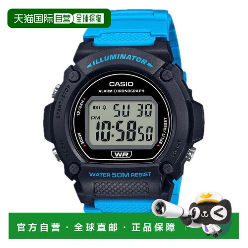 自营Casio Men's Classic Black and Blue Digital Watch - W-219