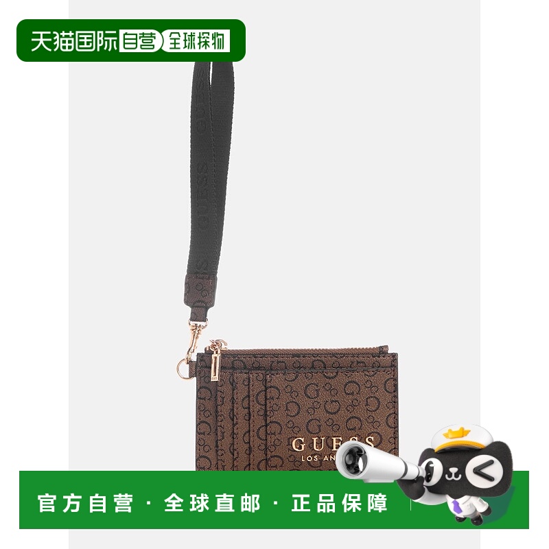 自营guessEldoria Enlarged Logo Card Case Wristlet - natural