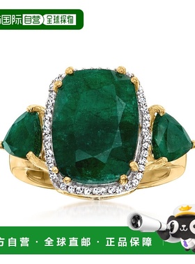 自营 ross-simons 罗斯-西蒙斯翡翠和 . 18kt 纯金钻石戒指 绿色