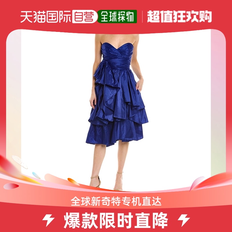 Carolina Herrera Sweetheart Silk Cocktail Dress blue 【美国 女装/女士精品 连衣裙 原图主图