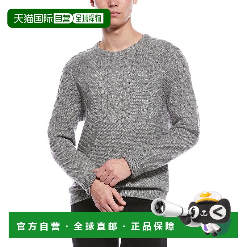 自营Paisley & Gray Cable Wool-Blend Crewneck - gray 美国奥莱
