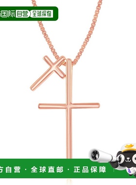 自营 simona纯银双十字项链 - 镀玫瑰金 - 玫瑰色 美国奥莱直发