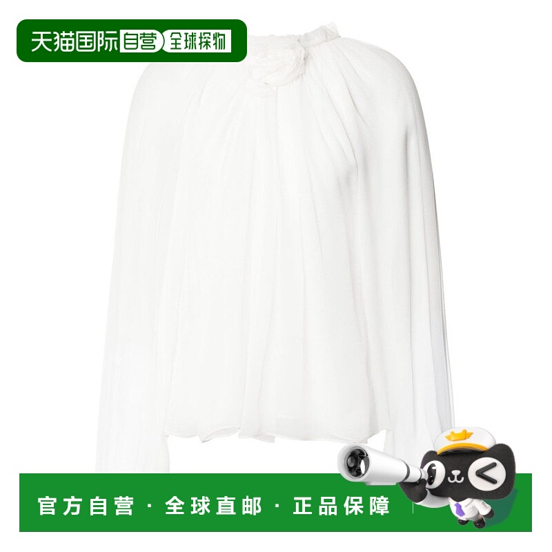 自营alberta ferrettiSheer Silk Blouse With Floral Embellishm