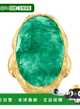 自营 18 克拉金镀在纯银上 Ross-Simons 祖母绿戒指 - 绿色 美国