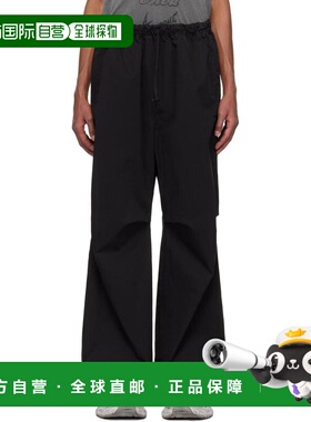 1h可退 【美国直邮】We11done 黑色褶皱宽裤 男装休闲裤 242327M1