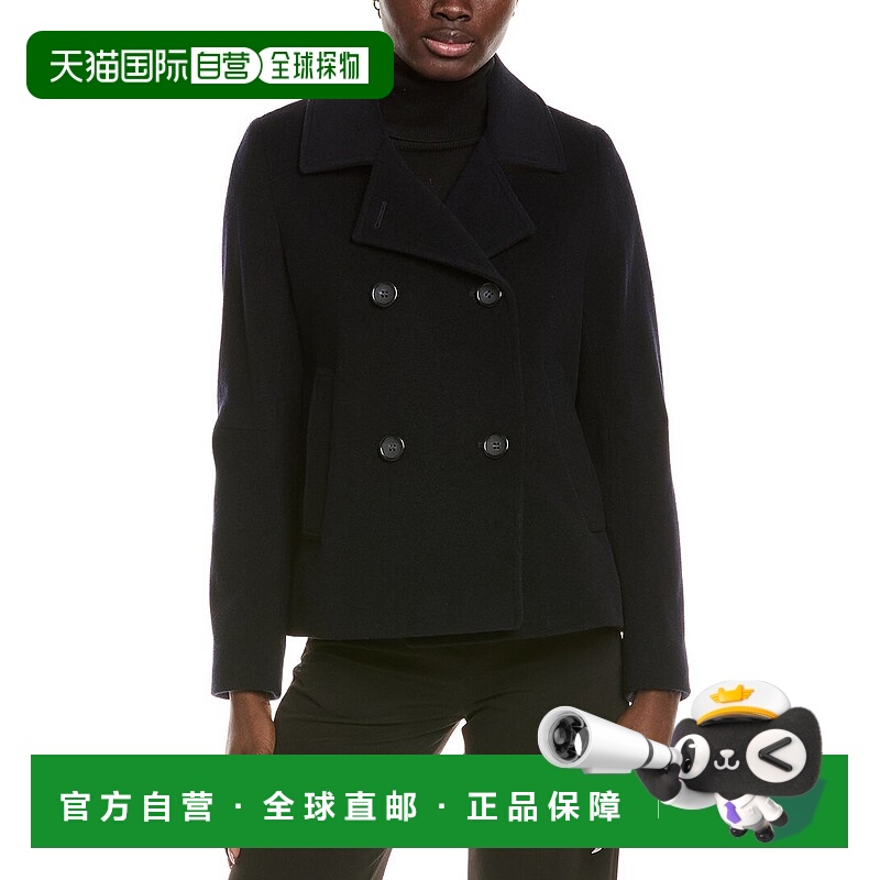 自营Cinzia Rocca Icons羊毛和羊绒混纺短外套-黑色 美国奥莱直发