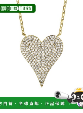 自营 genevive14k 镀金纯银镶嵌密钉钻石方晶锆石心形分层项链 -