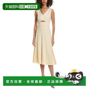 自营Theory Midi Linen-Blend Dress - white 美国奥莱直发